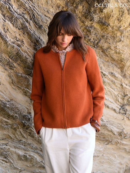 Celtic & Co. Orange Zip Through Knitted Jacket (F65467) | €190