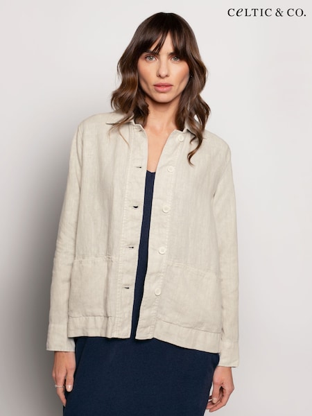 Celtic & Co. Natural 100% Linen Boxy Jacket (F65495) | €197