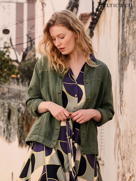 Celtic & Co. Green Western 100% Linen Jacket (F65499) | ₪749