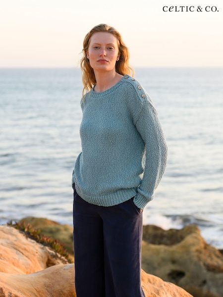 Celtic & Co. Slub Knit Button Detail Linen Blend Jumper (F65503) | €142