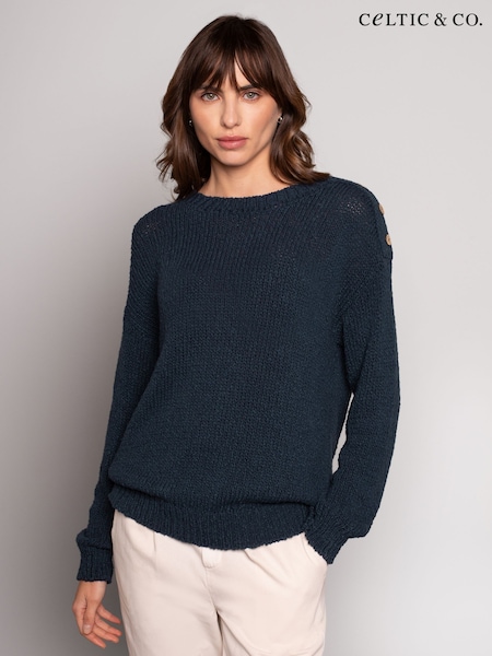 Celtic & Co. Slub Knit Button Detail Linen Blend Jumper (F65513) | $173