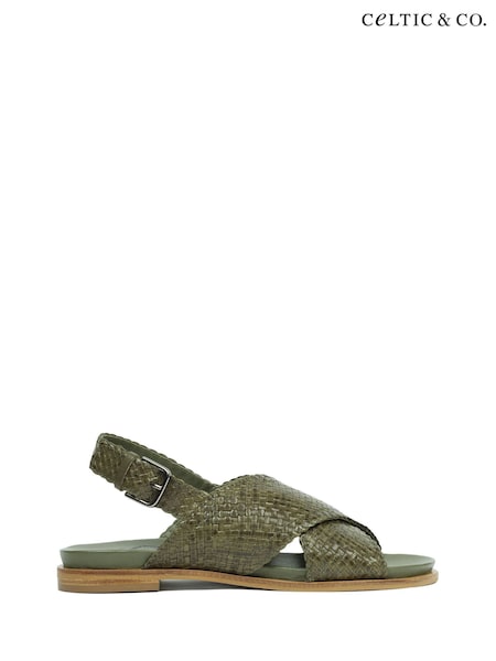 Зеленый - Celtic & Co. Leather Woven Cross-Over Sandals (F65522) | €126
