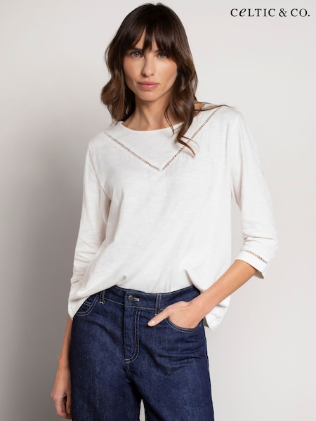 Celtic & Co. Natural Slub Trim Dtl Boat 100% Cotton Top (F65562) | €69
