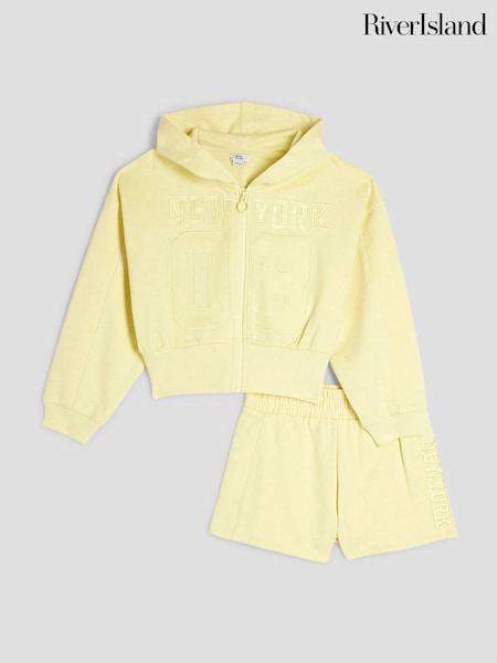 River Island Girls 100% Cotton Zip Hoodie and Shorts Set (F65736) | 209 LEI