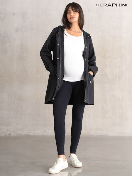 Seraphine Maternity Drawstring Waist Black Hoodie (F65740) | ‏460 د.إ.‏