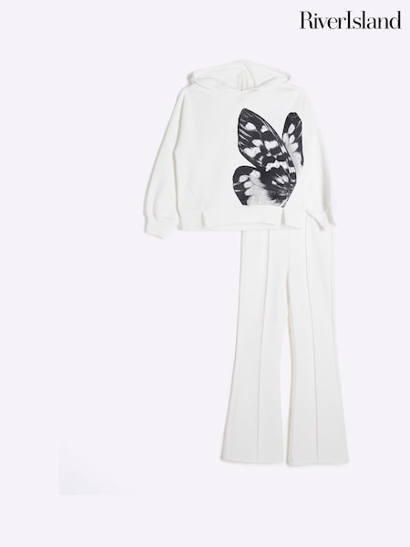 River Island Cream Girls Butterfly Hoodie Set (F65742) | €46
