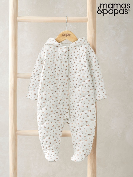 Mamas & Papas Pink Floral Print Quilted Pramsuit (F65750) | €53