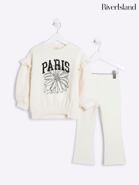 River Island Cream Girls Paris Flower Sweater Set (F65752) | 119 QAR