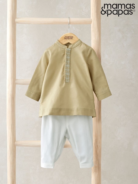 Mamas & Papas Eid 100% Cotton Brown Tunic And Trousers Set (F65761) | AZN 100