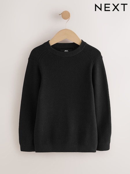 Black Without Stag Cotton Crew Neck Knitted Jumper (3-16yrs) (F65776) | €20 - €27