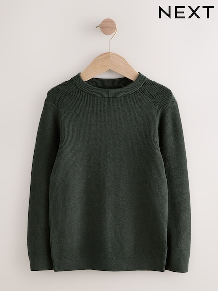 Dark Green Without Stag Cotton Crew Neck Knitted Jumper (3-16yrs) (F65779) | €20 - €27