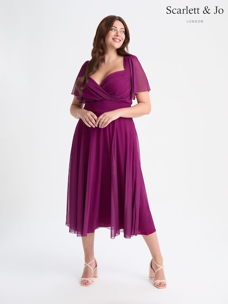 Scarlett & Jo Red Curve Bolero Wrap Bodice Midi Dress (F65809) | €118