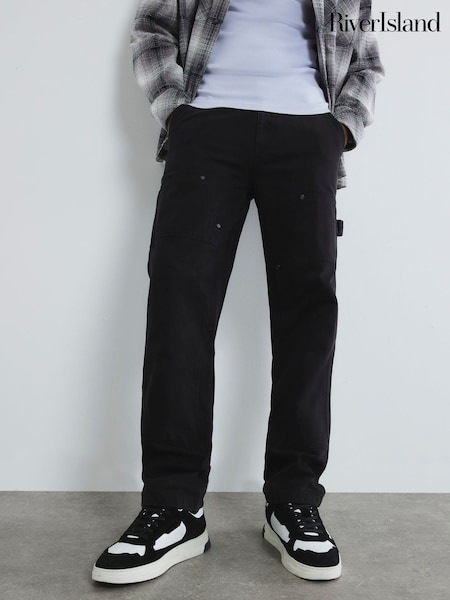 Чорний - Джинси River Island 100% Cotton Mufasa Carpenter (F65830) | 2 884 грн