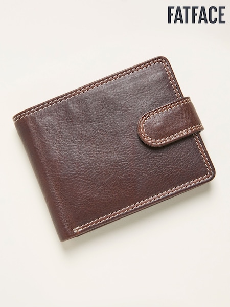 FatFace Chocolate Brown Contrast Stitch Leather Wallet (F65860) | €42