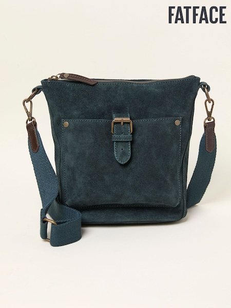 FatFace Sienna Teal Blue Suede Crossbody Bag (F65885) | €65