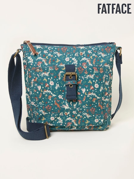 FatFace Navy Canvas Woodland Print Crossbody Bag (F65897) | AED189