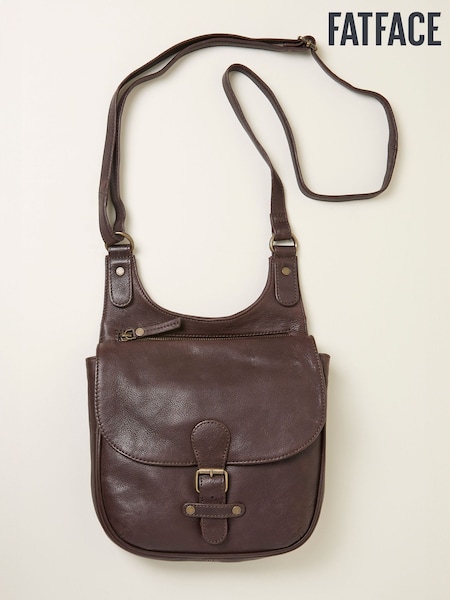 FatFace Anna Chocolate Brown Oiled Crossbody Bag (F65933) | AED440