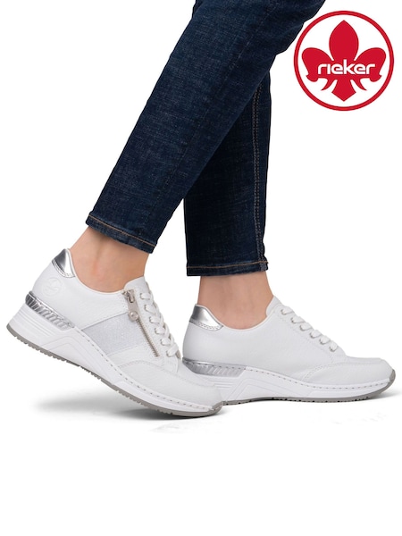 Rieker Womens Zipper White Shoes (F65944) | €107