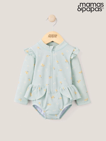 Mamas & Papas Green Frill Long Sleeve Swimsuit (F65954) | CA$63