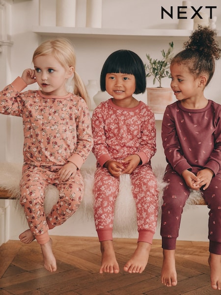 Red / Purple Floral Snuggle Pyjamas 3 Pack (9mths-16yrs) (F65984) | €34 - €47