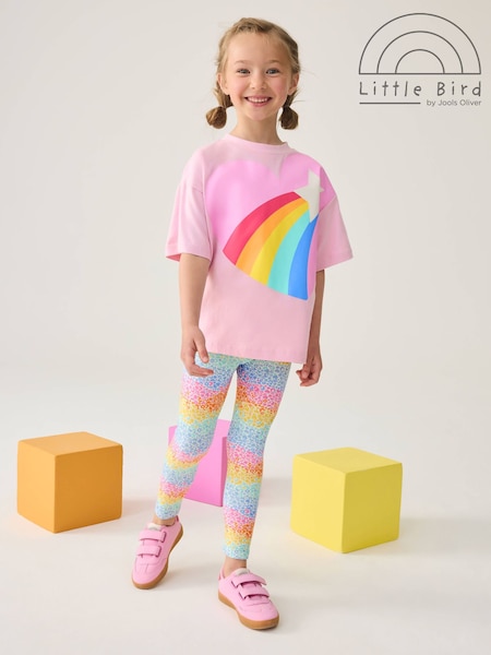 Little Bird by Jools Oliver Pink/Lilac Rainbow T-Shirt and Leggings Set (F66084) | 1,322 UAH - 1,802 UAH