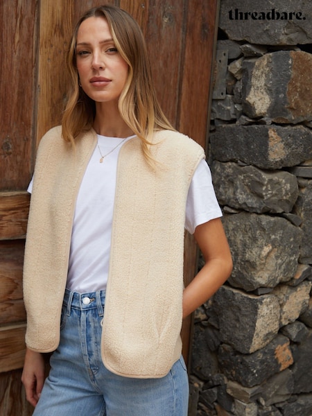 Threadbare Cream Fleece Borg Gilet (F66087) | €40