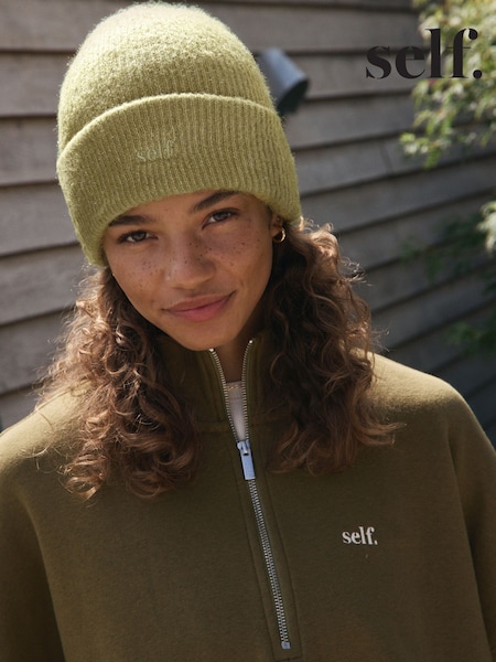 self. Lime Green Knitted Beanie Hat (F66124) | €19
