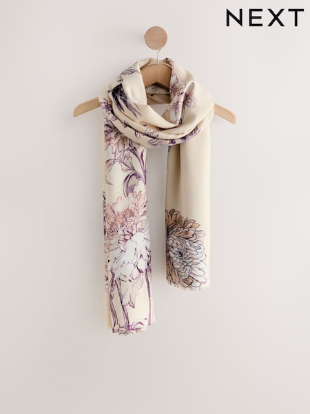 White Vintage Floral Midweight Scarf (F66132) | €19