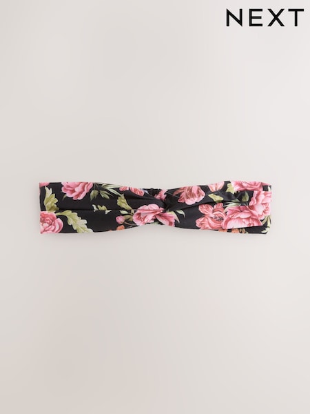 Black Floral Print Knot Headband (F66137) | € 7