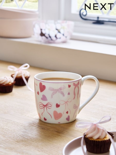 Pink Heart and Bow Print Mug (F66180) | € 11