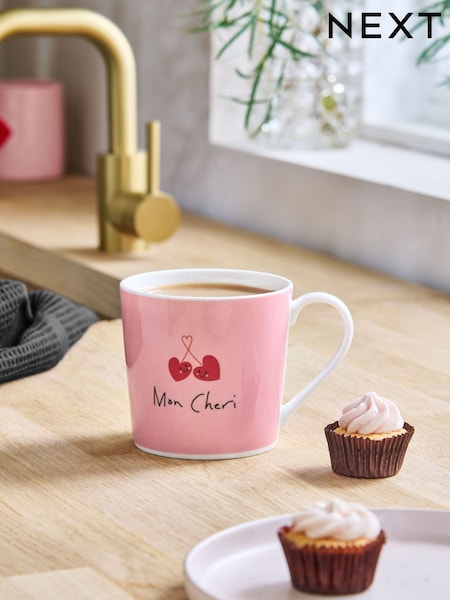 Pink Cherry Heart Print Mug (F66182) | € 11