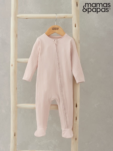 Mamas & Papas Pink Ribbed Zip Sleepsuit (F66198) | 23 €