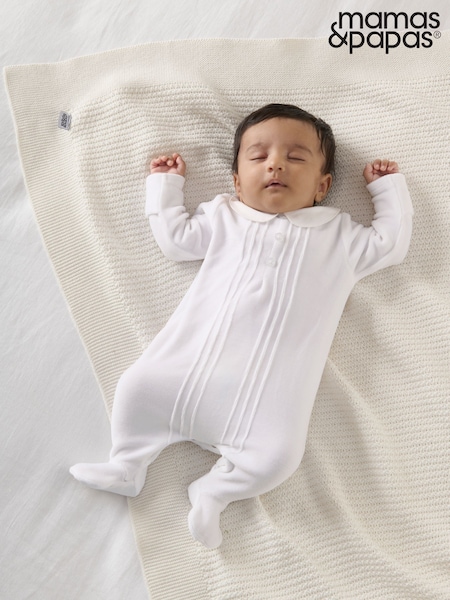 Mamas & Papas 100% Cotton Velour White Sleepsuit (F66205) | 35 €