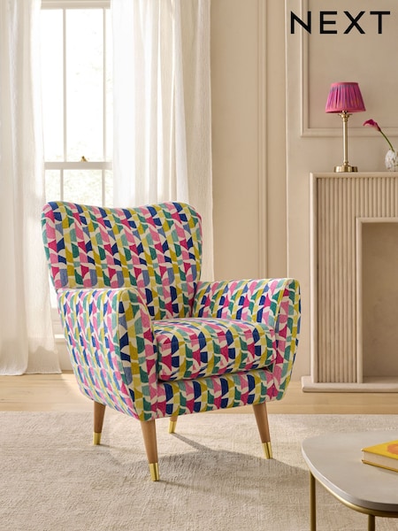 Broken Geo Chenille Pink Wilson Highback Armchair (F66224) | €460