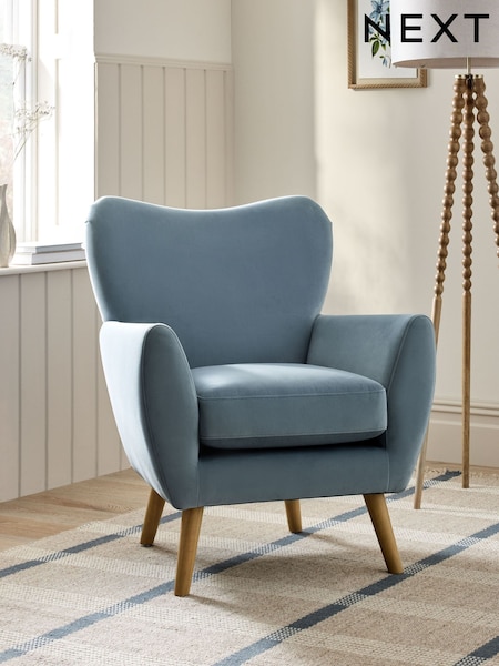 Soft Velvet Light Blue Wilson Highback Armchair (F66225) | €400