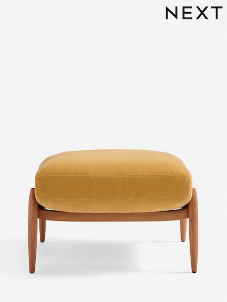Fine Chenille Ochre Yellow Hampton Wooden Stool (F66237) | €200