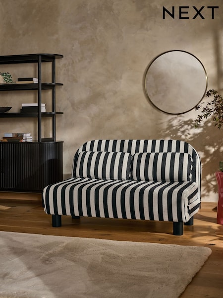 Woven Stripe Black/White Palma Double Sofa Bed (F66239) | €650