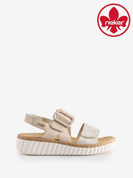 Rieker Womens Cream Hook & Loop Sandals (F66241) | €100