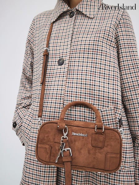 River Island Brown Faux Leather Charm Bowler Bag (F66281) | €52