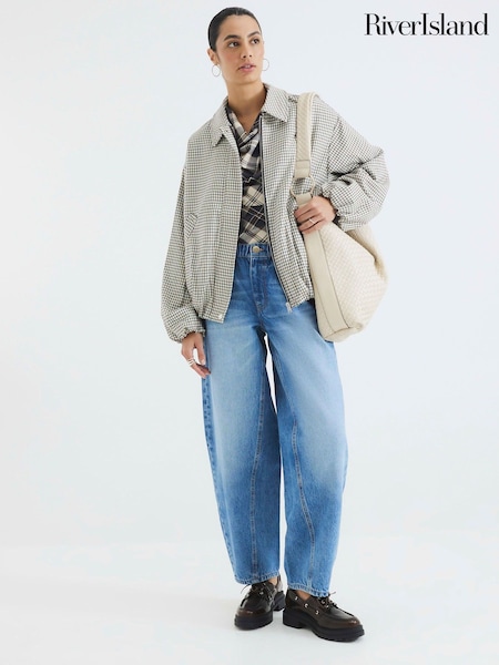 Blau - River Island Elasticated Waist Barrel 100% Cotton Jeans (F66303) | 77 €