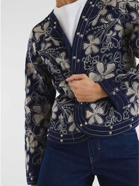 River Island Blue Floral Studded Jacket (F66307) | €99