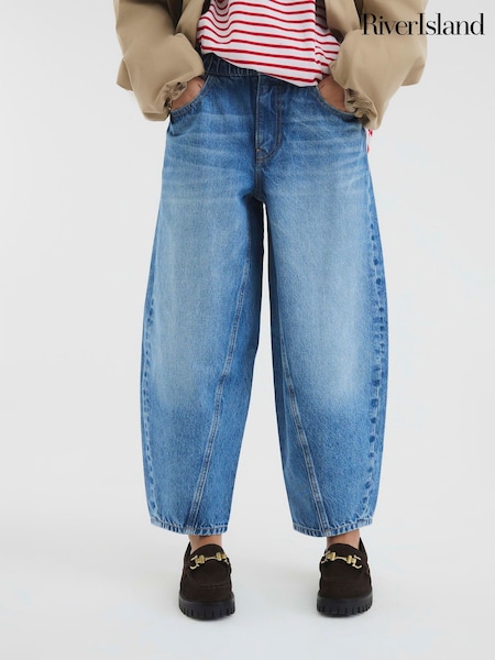 River Island 100% Cotton Petite Elasticated Barrel Jeans (F66310) | € 66