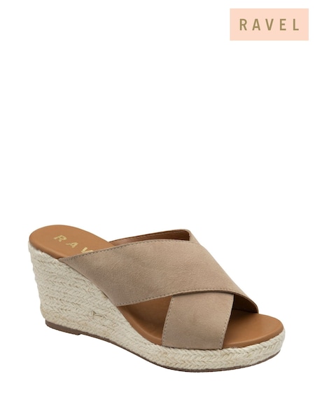 Ravel Natural Suede Wedge Mule Sandals (F66329) | €100