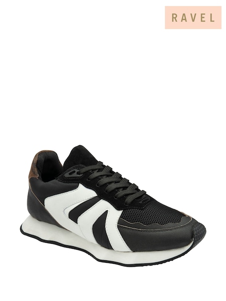 Черный - Ravel Leather Lace-Up Trainers (F66331) | €99