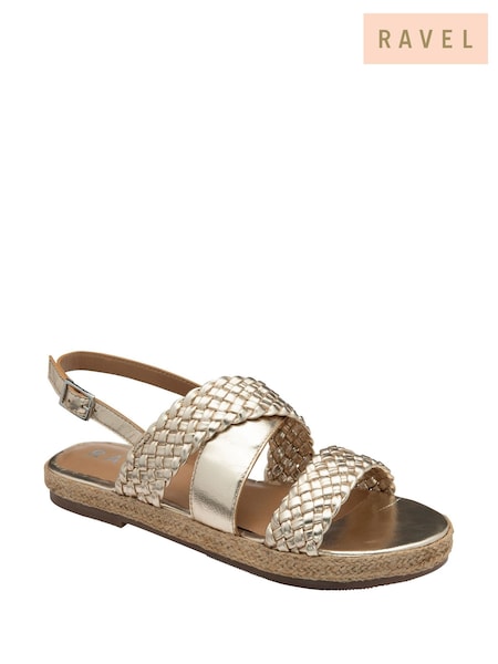 Ravel Gold Leather Slingback Sandals (F66333) | R$ 495