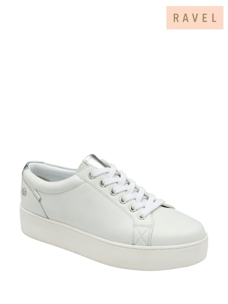 Ravel White Leather Lace-Up Trainers (F66338) | €107