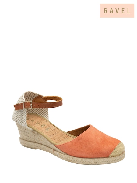 Portocaliu - Espadrile cu talpă ortopdică și baretă pe gleznă Ravel (F66339) | 559 LEI