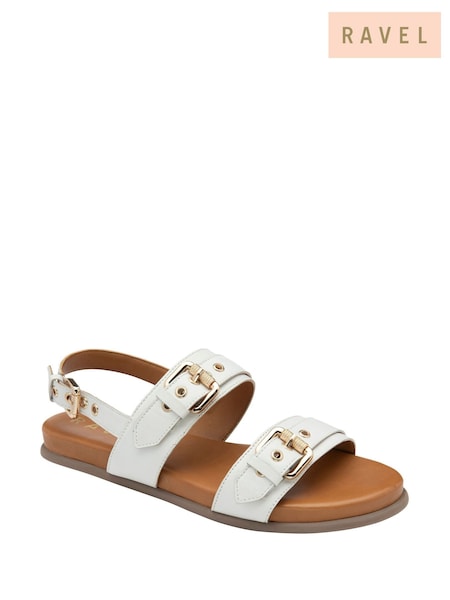 Ravel White Leather Slingback Sandals (F66344) | AED408