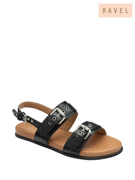 Ravel Black Leather Slingback Sandals (F66363) | €89