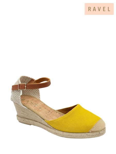 Ravel Yellow Ankle Strap Wedge Espadrilles (F66364) | €95